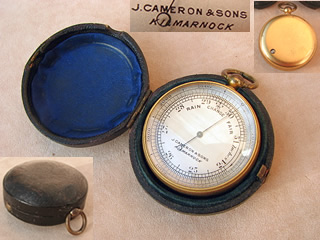 Victorian pocket barometer & altimeter signed J Cameron & Sons.